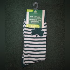 Striped Shamrock Mens Crew Socks